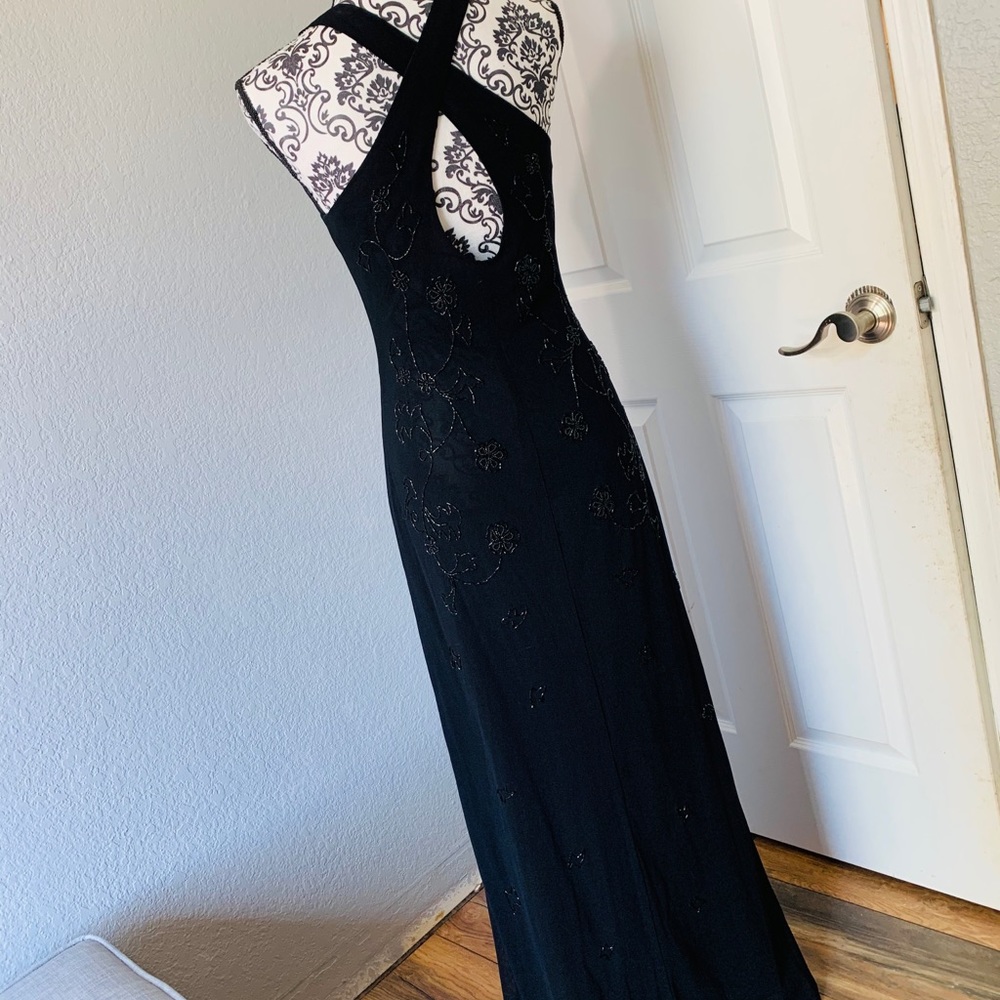 Stenay beaded evening dress w/gorgeous cross back.
